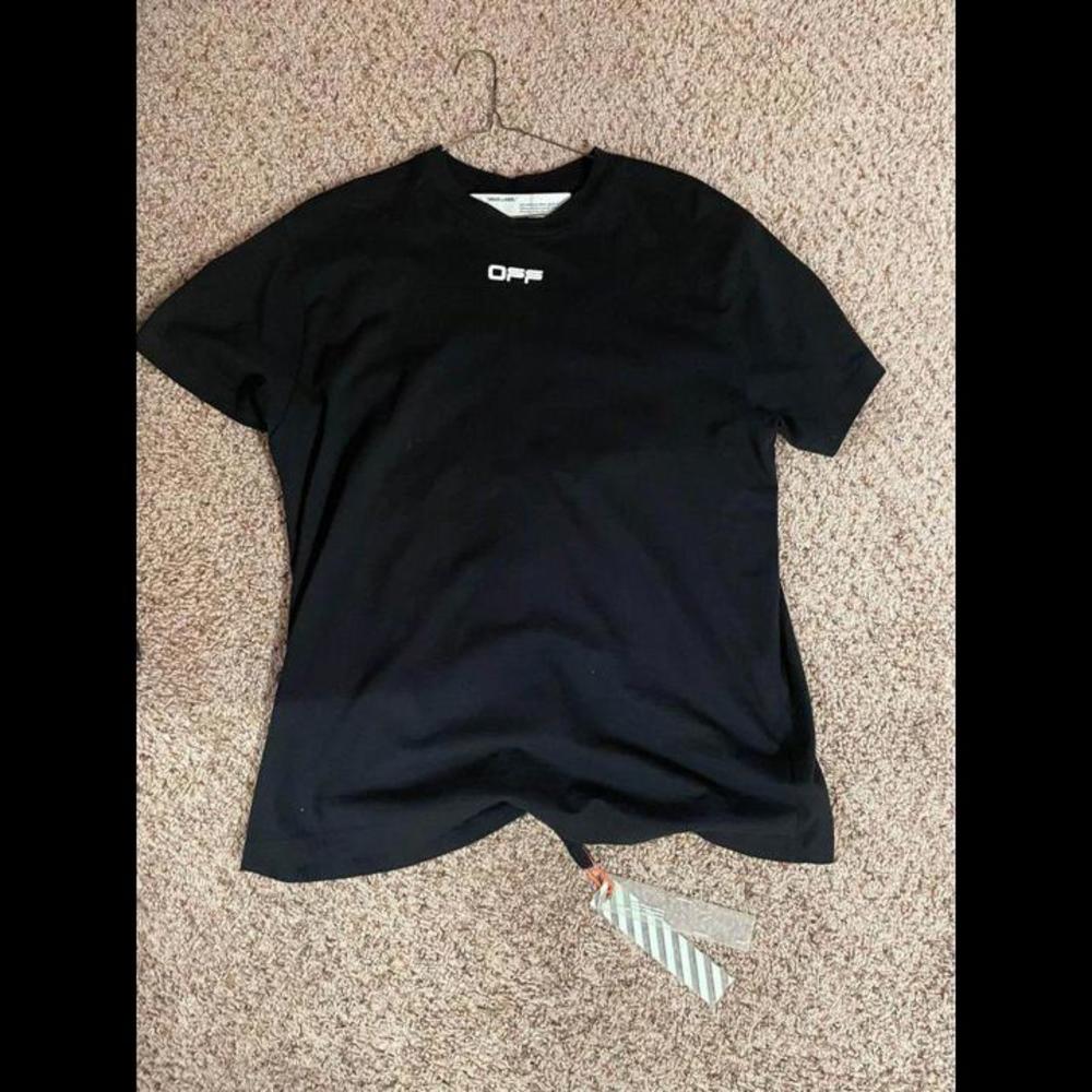 Off White Airport Tape Tshirt Men Black